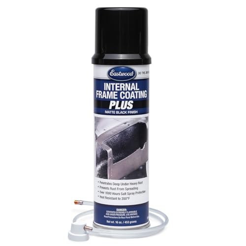 Eastwood Internal Frame Coating Plus Aerosol | Internal Frame Rust Remover | Rust Converter and Prevention Aerosol Spray Undercoating for Vehicles |16 Oz, Matte Black