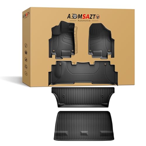 2025 Odyssey Floor Mats & Cargo Liner Fit for Honda Odyssey 2018-2025 - All Weather Protection TPE Waterproof Anti-Skid Car Liner for Mini Passenger Van - 1st 2nd 3rd Rows Floor Mats Trunk Liner Black