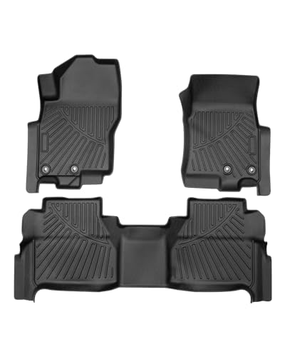 Powerty Floor Mats for 2022 2023 2024 2025 Nissan Frontier Accessories All Weather Floor Liner 3D TPE 1st & 2nd Row Floor Mat Heavy-Duty Floor Liners (Crew Cab with 2nd Row Under-Seat Storage)
