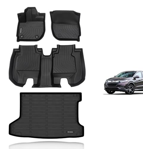 KELCSEECS Floor Mats & Cargo Liner Custom for 2016 2017 2018 2019 2020 2021 2022 Honda HR-V (AWD Model) Car Mats Cargo Mat Trunk Mat Honda HRV All Weather Floor Mats Trunk Liner Accessories