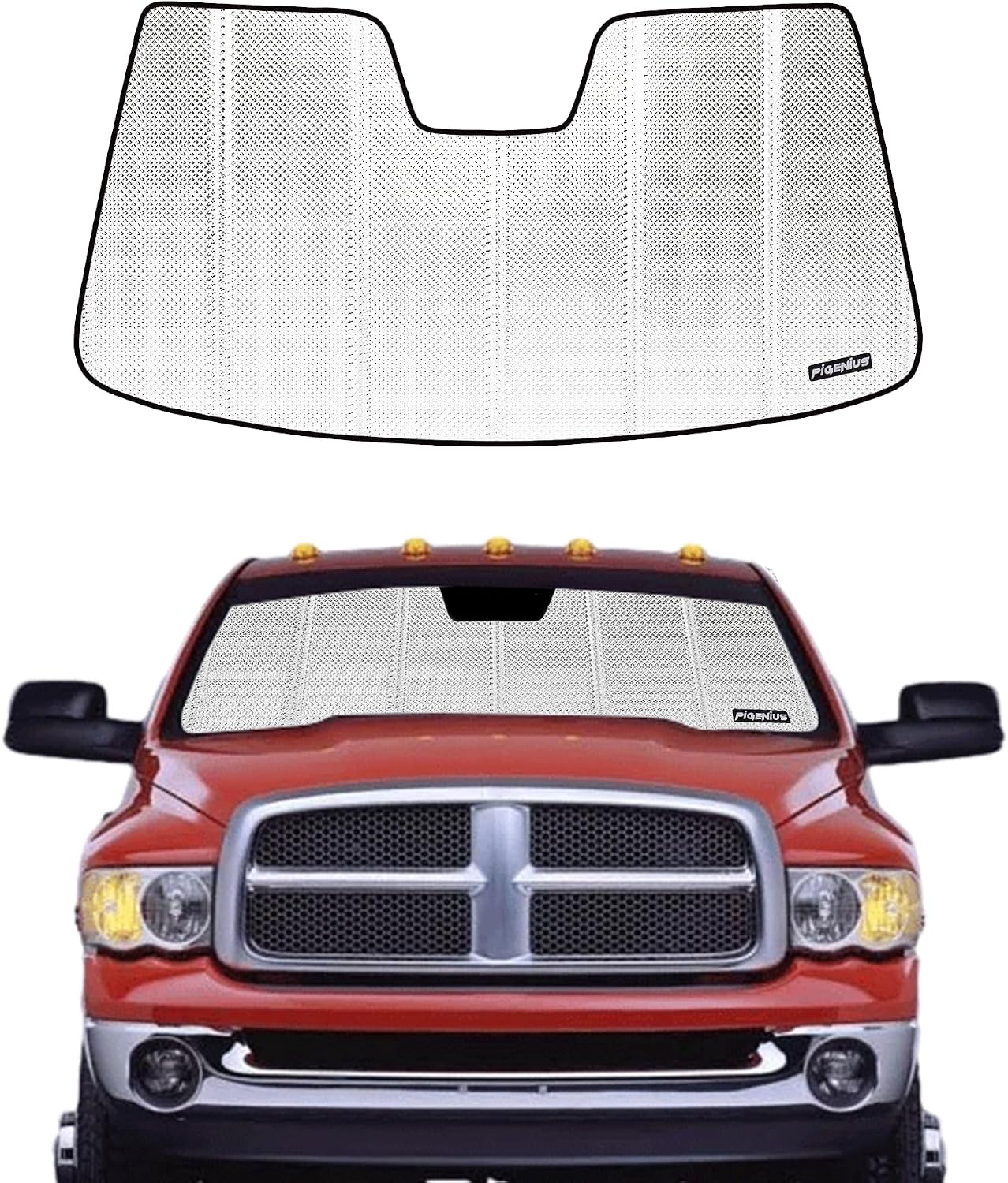 Windshield Sun Shade for Ram 2500/3500 2002-2009. Reflective Aluminum Film Front Window Sunshade - BLAZBLOCK