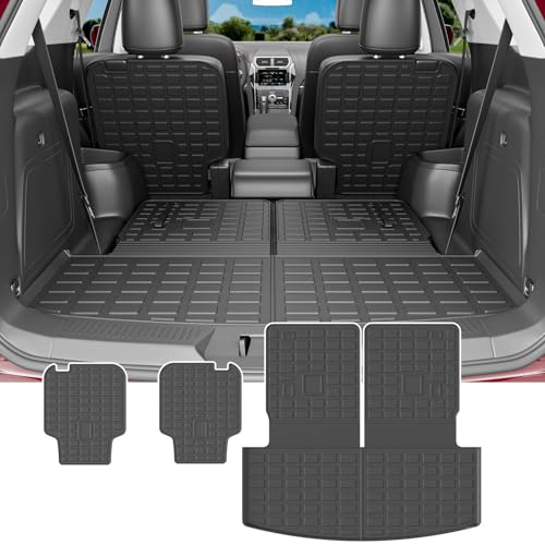 powoq 6 Seats Cargo Mat Compatible with 2020-2025 Ford Explorer Trunk Mat All Weather Protection 2nd Row Backrest Trunk Liner Rear Cargo Liner Replacement for 2020-2025 Ford Explorer Accessories