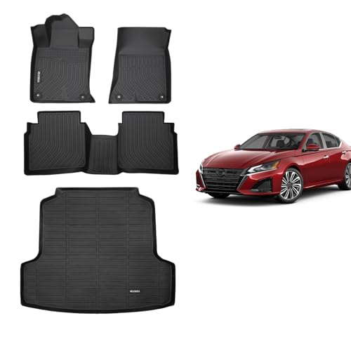 KELCSEECS Floor Mats & Cargo Liner Custom for Nissan Altima 2019-2025 All Weather Protection TPE Floor Liners Front& Rear Row Full Set Accessories Black