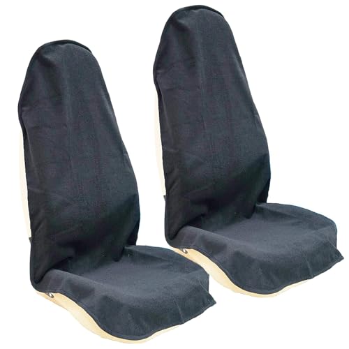 Car Seat Cover Protector Front Seats,for Gym Workout,Running,Swimming,Beach and Hiking,Waterproof Sweat Towel Bucket Seat Covers for Cars SUV Trucks (Black, 2Pcs)