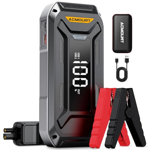 Car Battery Jump Starter Portable, 6000A 12V Car Jumper Starter with Jump Box (All Gas/10.0L Diesel), LCD Display, USB Quick Charge & LED Light, Ultimate Durable Long-Lasting Battery Jump Pack