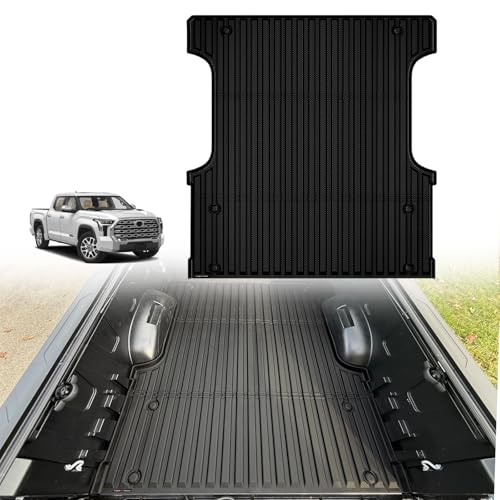 TripleAliners Truck Bed Mat Compatible with 2022 2023 2024 2025 2026 Toyota Tundra Accessories CrewMax 5.5FT Vehicle Perfectly Flush All Weather Protection TPE Heavy Duty Pickup Car Bed Cargo Mat