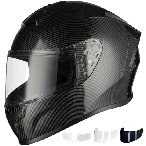 Favoto Full Face Motorcycle Helmet - Dual Visor, Anti-Fog Film Included, DOT Approved Adult Dirt Bike Helmet for Men Women