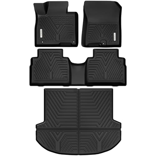 YITAMOTOR Floor Mats Compatible for 2021-2023 Hyundai Santa Fe Includes 2 Rows and Cargo Liner Set,TPE All-Weather Floor Mat Set Liners, Black