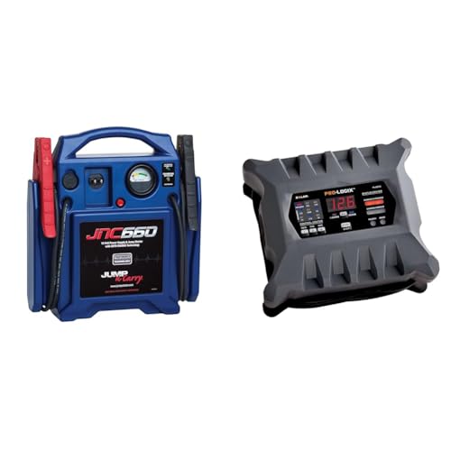Clore Automotive Jump-N-Carry JNC660 1700 Peak Amp 12 Volt Jump Starter & PL2310 10-Amp Fully-Automatic Smart Charger, 6V and 12V Battery Charger, Battery Maintainer