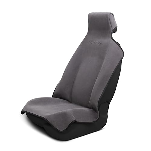 DryvaSeat - Premium Microfiber Towel Car Seat Cover - Waterproof & Sweatproof - Universal Fit, Machine Washable, Non-Slip - Seat Protector for Car, Truck, SUV, Van (Gray, 1 Pack)