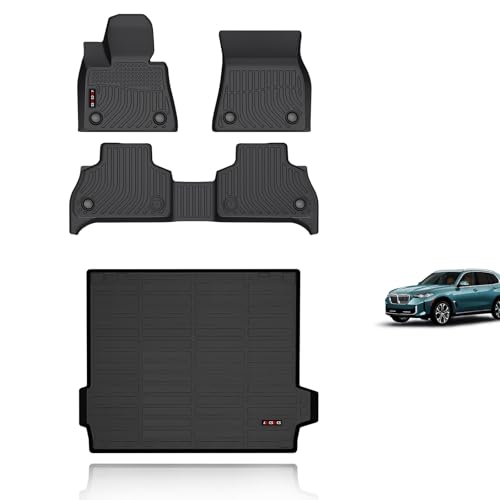 KELCSEECS Floor Mats & Cargo Liner Custom for BMW X5 2026 2025 2024 2023 2022 2021 2020 2019 Car Mats Automotive Cargo Mat Floor Liners Trunk Mat X5 All Weather Floor Mats Trunk Liner Black