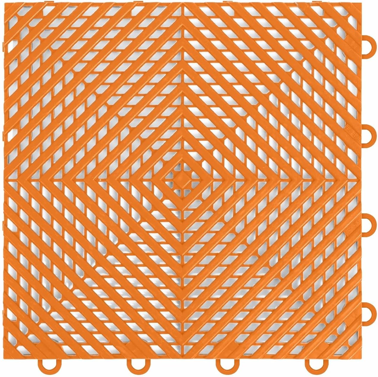 FlooringInc's Nitro 12"x12" Snap-Together Garage Flooring Tiles, Non-Slip Interlocking Plastic Floor Mat, Garage Organization & Storage, Vented Pattern, Harley Orange, 12 Tiles, 12 Sq/Ft