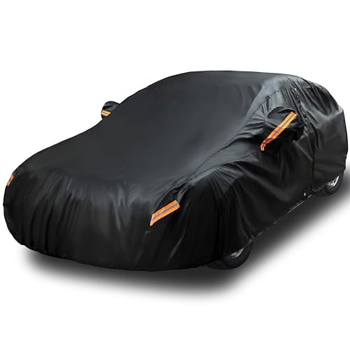 EzyShade 10-Layer Car Cover Waterproof All Weather. See Vehicle Size-Chart for Accurate Fit. Outdoor Full Exterior Covers for Automobiles Sedan Hatch. Rain Sun Snow. Black, Size A0 (See SizeChart)
