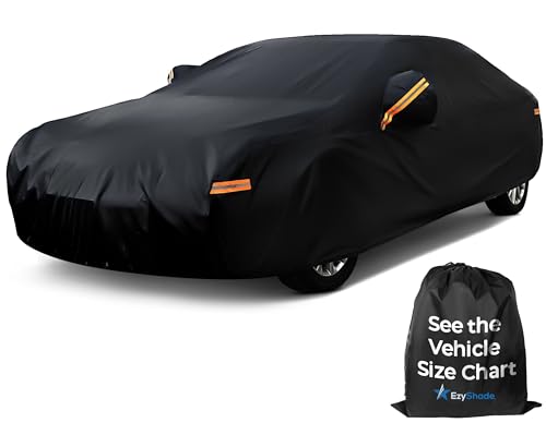 EzyShade 10-Layer Car Cover Waterproof All Weather. See Vehicle Size-Chart for Accurate Fit. Outdoor Full Exterior Covers for Automobiles Sedan Hatch. Rain Sun Snow. Black, Size A3 (See SizeChart)