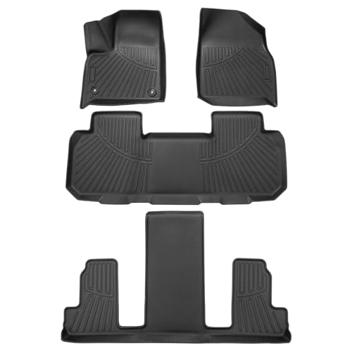Powerty Floor Mats for 2018-2024 2025 Chevy Chevrolet Traverse 7 Seater Accessories All Weather Floor Liner 3D TPE Floor Mat Heavy-Duty Floor Liners((Only for with 2nd Row Bucket Seat)