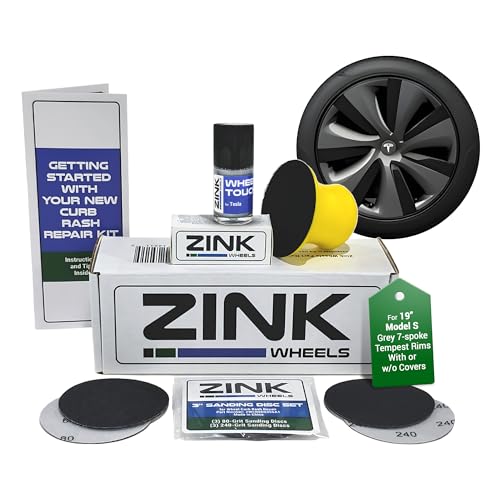 Premium Tesla Wheel Curb Rash Repair Kit for Model S 19-inch Grey Tempest Rims - DIY Kit with Color-matched Touch Up Paint - Made in USA