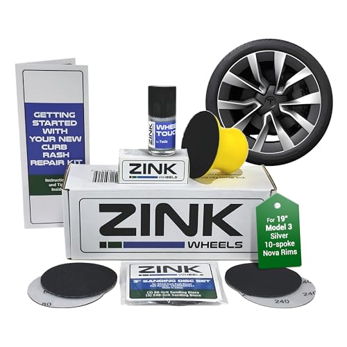 Premium Tesla Wheel Curb Rash Repair Kit for Model 3 19-inch Silver Nova Rims - DIY Kit with Color-matched Touch Up Paint - Made in USA