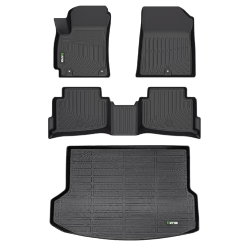 HAFIDI Floor Mats & Cargo Liner Set Fit for 2020 2021 2022 2023 Kia Seltos 2020 2021 2022 2023 All Weather Protection TPE Anti-Slip Automotive Full Set Floor Liners Custom Accessories - Black