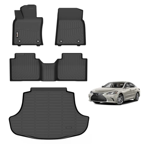 AIPOIL Floor Mats & Cargo Liner Set for 2019-2024 Lexus ESES350ES300h& 2025 Lexus ES HybridES300hAll Weather Protection TPE Anti-Slip Automotive Full Set Custom Car Mats Accessories - Black