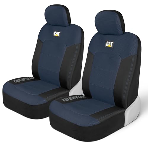 CAT Blue & Black Seat Covers for Cars, Trucks, & SUV - Set of (2) MeshFlex Car Seat Cover Front Seat Protectors - Airbag Compatible Seat Covers for SUV Interior Covers & Seat Cover Accessories