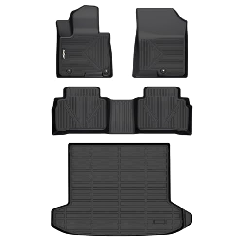 GINOWY-Floor Mats & Cargo Liner for Hyundai Tucson 2022-2025 (Not for Hybrid) TPE All Weather 2024 Tucson Car Mats, Non-Slip Trunk Mat Waterproof Tucson Custom Fit Accessories Mats-Black
