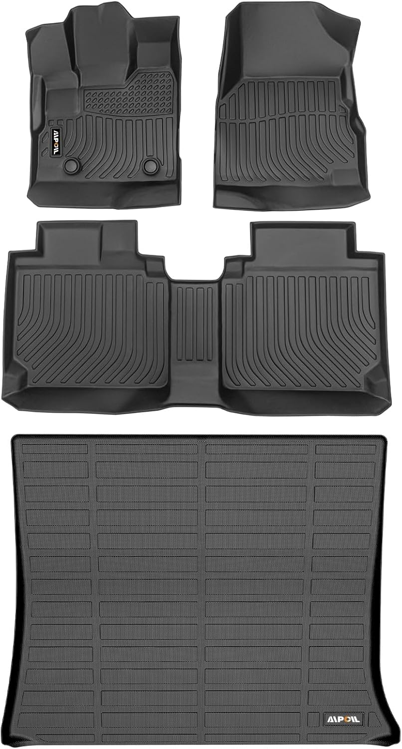 AIPOIL Floor Mats & Cargo Liner Set for 2012-2017 Chevy Equinox & GMC Terrain All Weather Protection TPE Anti-Slip Automotive Full Set Custom Chevrolet Equinox Car Mats Accessories - Black