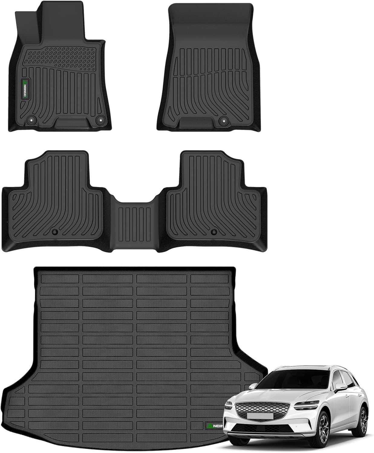 ANBINGO-for Genesis GV70 Floor Mats 2025 2024 2023 2022 (Not Fit Electrified GV70), Car Mats for GV70 All Weather Floor Mats Trunk mat Custom Fit Full GV70 Cargo Liner Accessories - Black