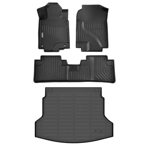 GINOWY-Floor Mats & Cargo Liner for Honda CRV 2012-2016 (Not Fit CRV Touring & EX-L), TPE All Weather CR-V Car Mats, Non-Slip Trunk Mat Floor Liners Waterproof Custom Fit Accessories Mats Black