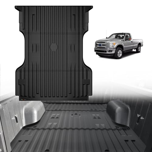 TripleAliners Truck Bed Mat Compatible with 1999-2016 Ford Super Duty F250/F350/F450 Accessories 6.8FT Vehicle Perfectly Flush All Weather Protection TPE Heavy Duty Pickup Bed Liner Cargo Mat