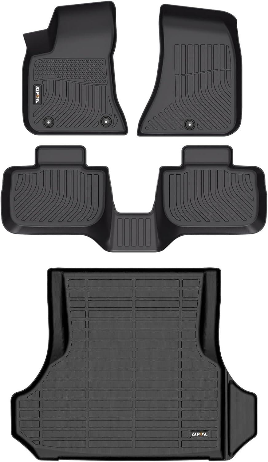 AIPOIL Floor Mats & Cargo Liner Set for 2011-2023 Dodge Charger RWD & Chrysler 300 RWD All Weather Protection TPE Anti-Slip Automotive Full Set Custom Car Mats Accessories - Black
