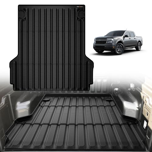 TripleAliners Truck Bed Mat Compatible with 2022 2023 2024 2025 Ford Maverick Hybrid & Gas Accessories Vehicle Perfectly Flush All Weather Protection TPE Heavy Duty Pickup Car Bed Cargo Mat