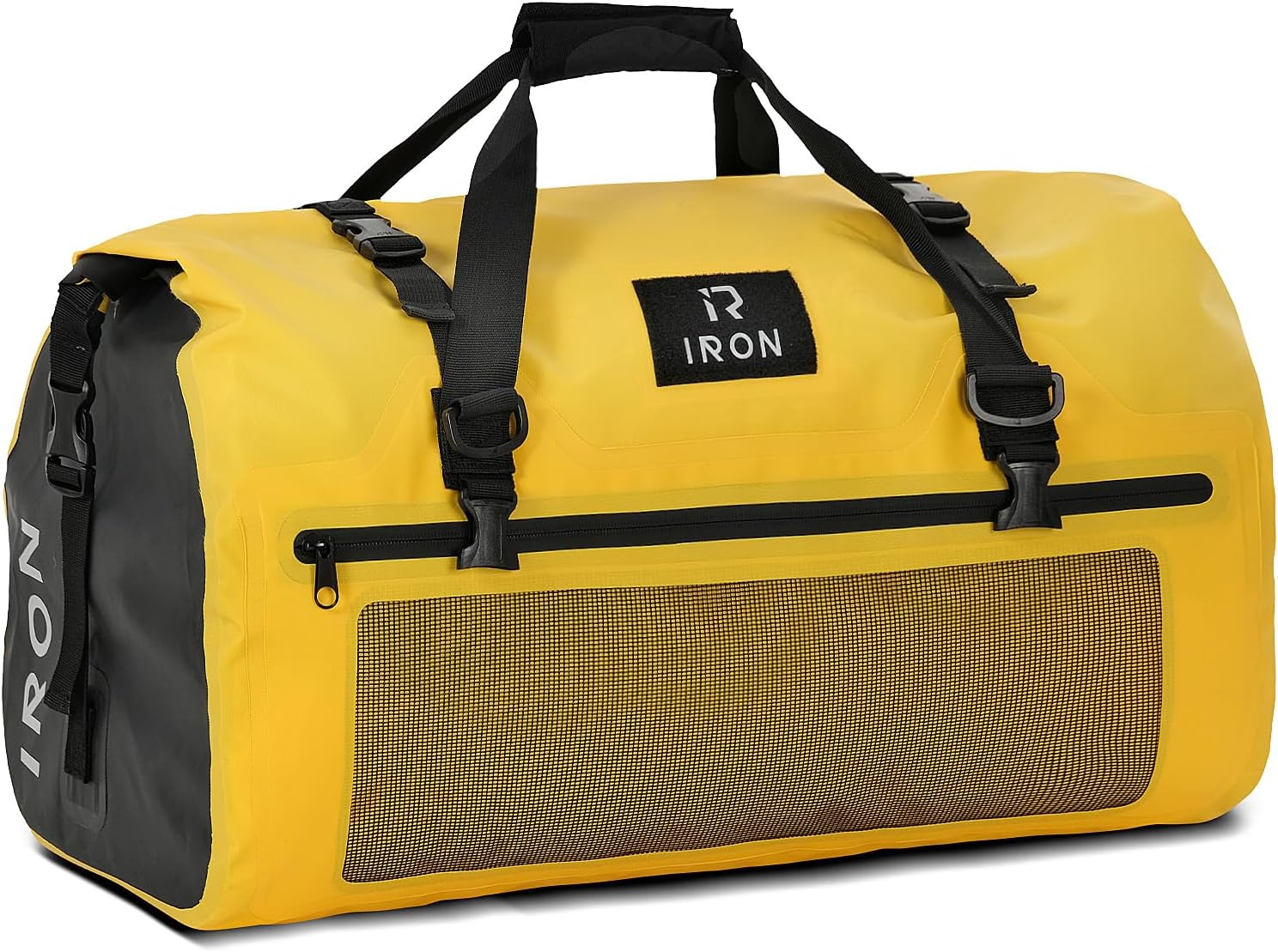 BORLENI Waterproof Motorcycle Dry Duffel Bag Luggage Tail Bag with Large Storage Space,Roll Top Closure, Shoulder Straps, Inner Pocket and Mesh Pocket for Motorcycling Travel Camping(Yellow,30L)