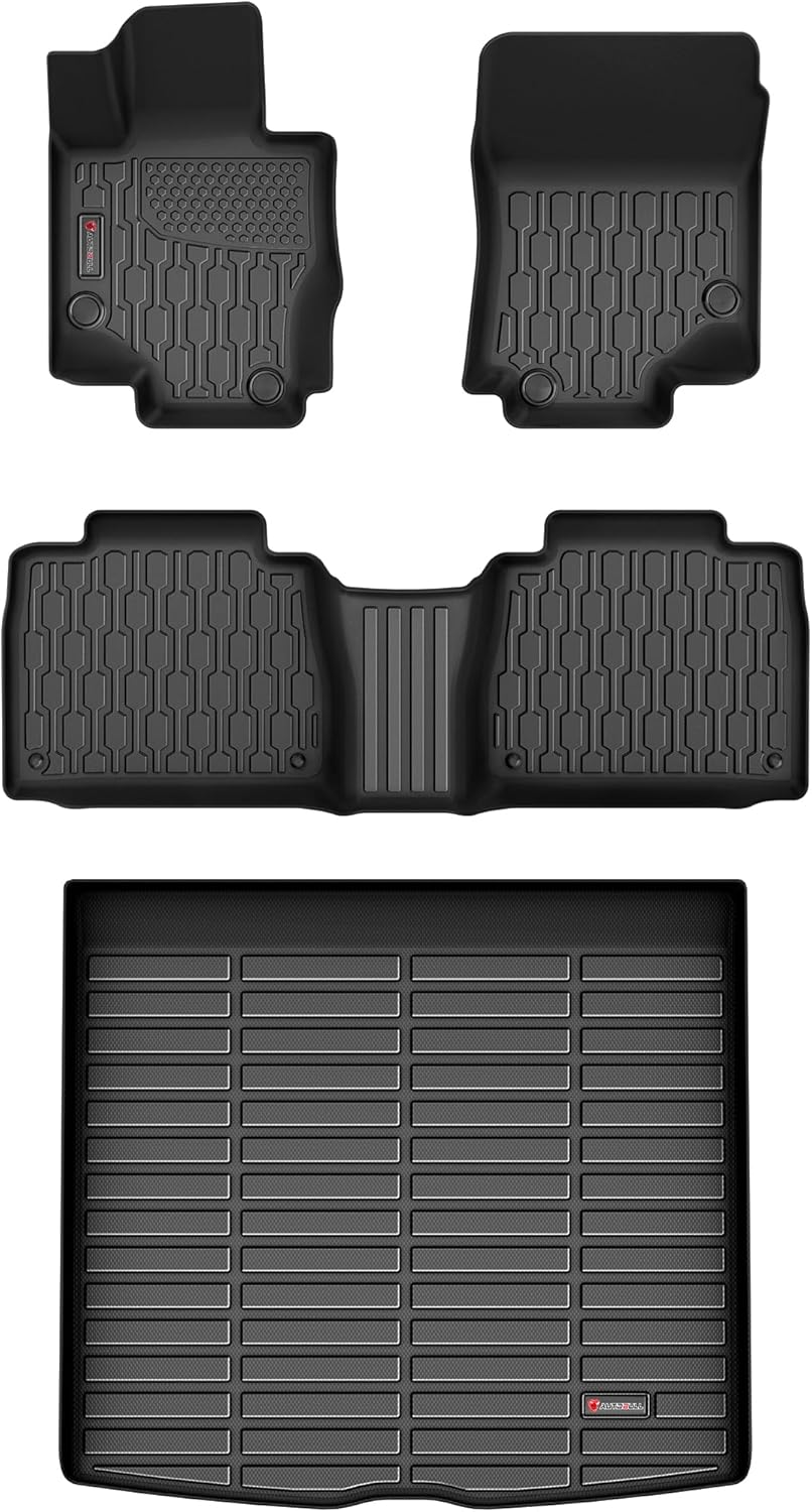 Floor Mats & Cargo Liner Compatible with 2020-2024 2025 Mercedes Benz GLE (NOT for AMG) Cargo Mat, Full Set All Weather Protection 1st, 2nd Row Car Liners & Trunk Mat, Black