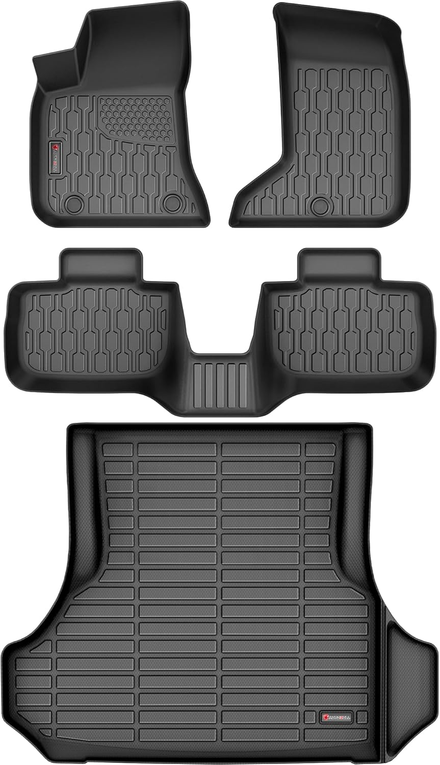 Floor Mats & Cargo Liner Compatible with 2011-2023 Dodge Charger AWD & Chrysler 300 All-Wheel Drive ONLY Cargo Mat, Full Set All Weather Protection 1st, 2nd Row Car Liners & Trunk Mat, Black