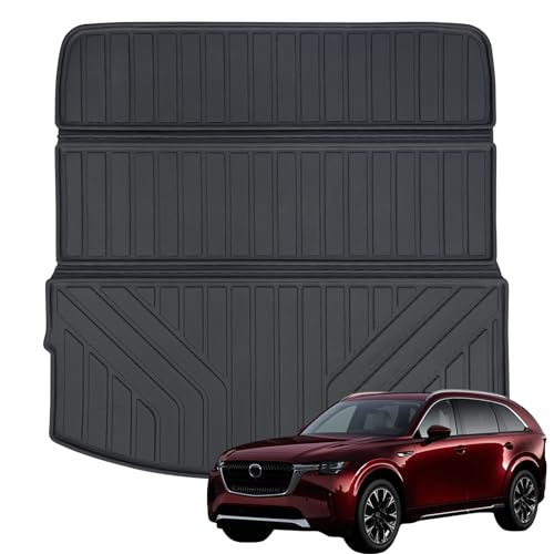 Large Cargo Liners Custom Fit 2024 2025 for Mazda CX90 CX 90 TPE All Weather Trunk Mat Accessories, Waterproof Rear Cargo Mat Easy to Clean for 2024 Mazda CX-90-Black