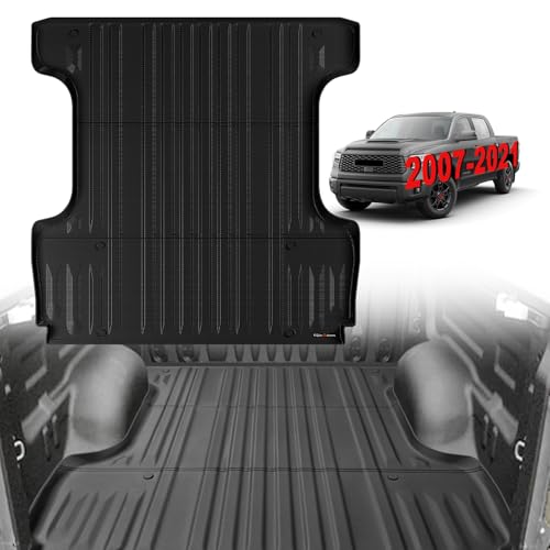 TripleAliners Truck Bed Mat Compatible with 2007-2021 Toyota Tundra Accessories 5.5FT Vehicle Perfectly Flush All Weather Protection TPE Heavy Duty Pickup Car Bed Cargo Mat