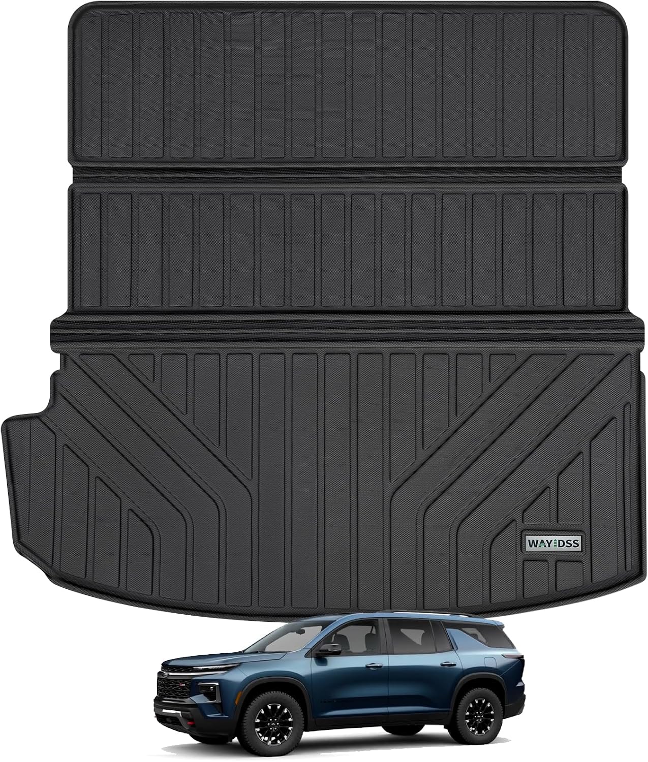 Large Cargo Liners for 2018-2022 2023 Chevy Traverse,TPE All Weather Protection Waterproof Rear Trunk Mat Easy to Clean Accessories for Chevrolet Traverse-Black