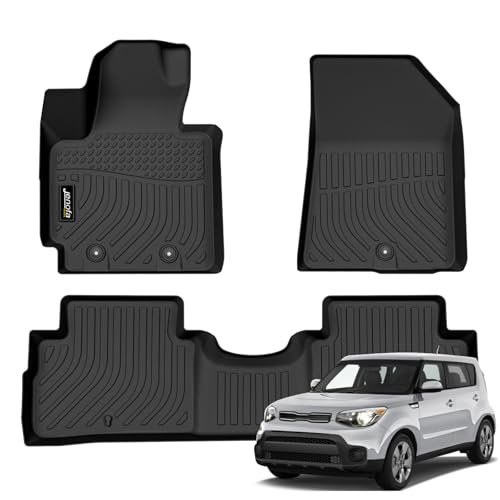 Jenofa-Floor Mats for Kia Soul 2014-2019 Floor Liner Waterproof All Weather Car Mats Custom Durable TPE Rubber Mat for 2018 Soul Accessories Black