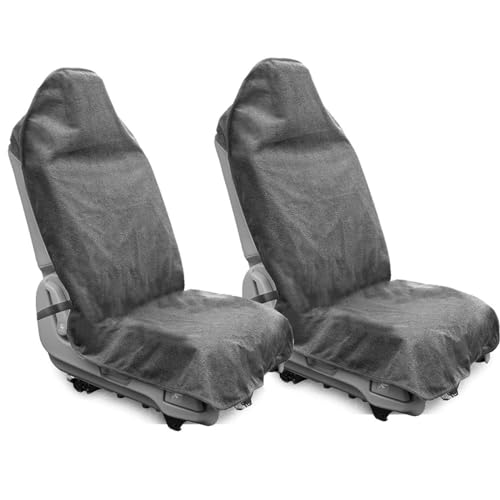 Waterproof Sweating Car Seat Cover for Post Gym Workout, Running, Swimming, Beach and Hiking, Universal Fit Non-Slip Bucket Seat Protector for Cars SUV Trucks, Machine Washable (2pcs Grey)