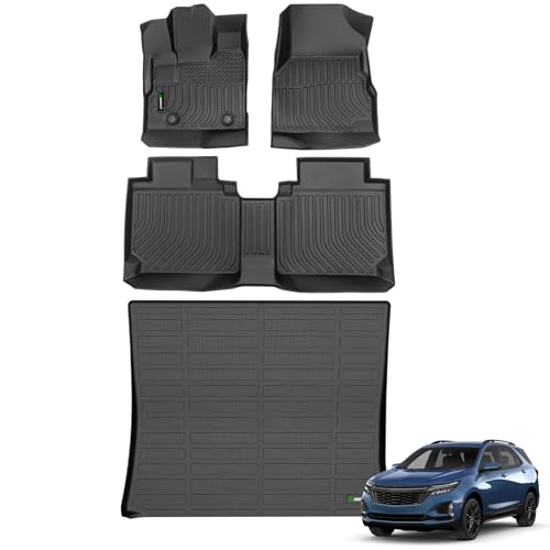 ANBINGO-Floor Mats & Cargo Liner for 2012-2017 Chevy Equinox & GMC Terrain (Not for Equinox EV) All Weather Equinox Car Mats TPE Rubber Set Cargo Liner for 2015 Chevy Equinox Accessories
