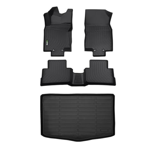 HAFIDI Floor Mats & Cargo Liner Set Fit for 2017-2022 Nissan Rogue Sport (Cargo Liner Only Fit The Lower Deck) All Weather Protection TPE Car Full Set Floor Liners Custom Accessories - Black
