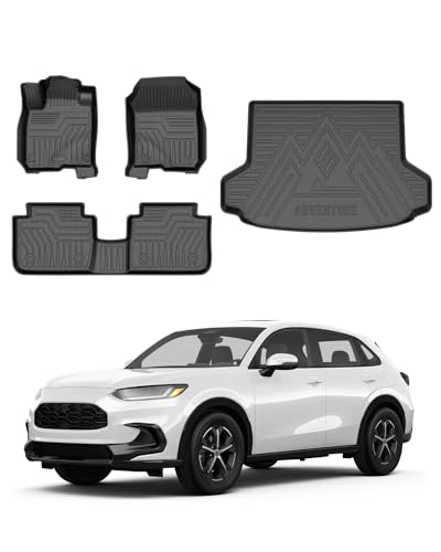 Powerty Floor Mats & Cargo Liner for 2023 2024 2025 2026 Honda HRV HR-V Accessories Floor Mats 2 Row Liner Set All Weather TPE 3D Floor Liners&Rear Cargo Mat