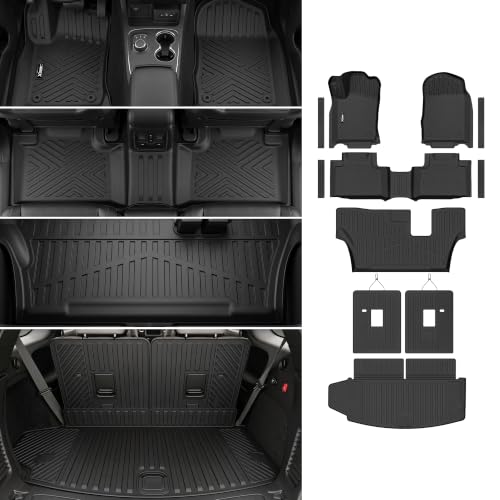 Floor Mats for 2016-2024 2025 Dodge Durango 7 Seats with Trunk Mat All Weather TPE Protection 3 Rows Car Floor Liners Full Set with Cargo Liners