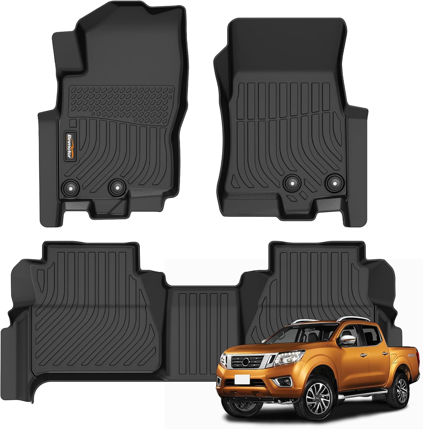 Binmotor-All Weather Floor Mats for Nissan Frontier Crew Cab 2025 2024 2023 2022, Frontier Car Floor Mat, Waterproof Mats for Nissan Frontier Crewcab PRO-4XPRO-XSSVSL