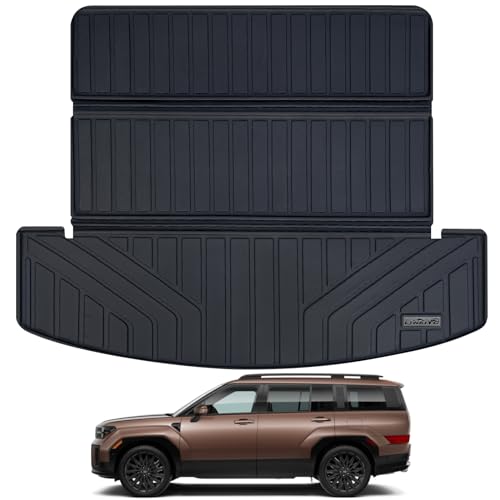 Large Trunk Mat for Hyundai Santa FE 2024-2025,TPE All Weather Protection Waterproof Rear Cargo Liners Easy to Clean Accessories for Hyundai Santa FE-Black