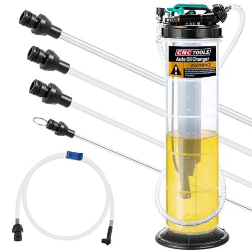 2.5 Gallon/9.5 L Manual Pneumatic Fluid Extractor, Automotive Oil Extractor Pump Oil Vacuum Changer with 5 Pcs Brake Bleeding Hose for Car, SUVs, Truck, Yachts