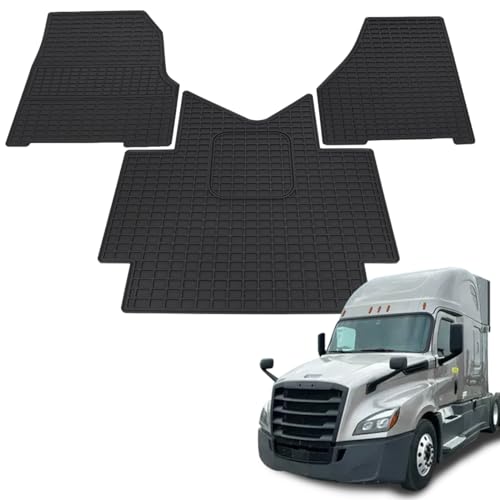Floor Mats fit for Freightliner Cascadia 2018-2023 | Heavy Duty Truck Floor Rubber Mats | All-Weather Guard Cargo Liners | for Freightliner Cascadia Accessories | 3PCS Set