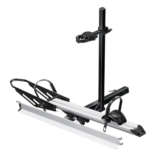 Hitch Mount Single Bike Rack with Ramp for Electric Bike, 100 lbs. Capacity Bike Carrier for Truck, Trailer, RV, SUV
