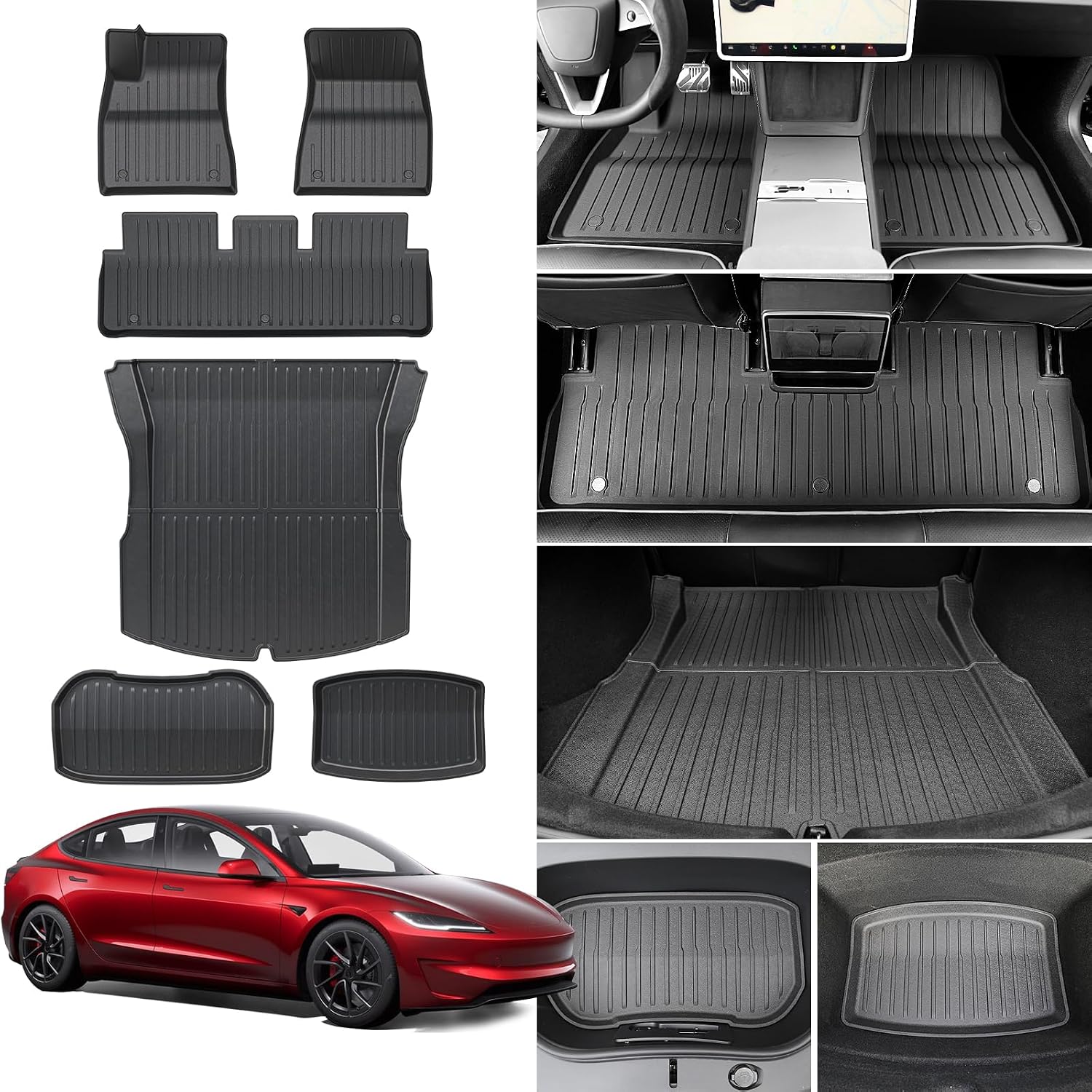 Floor Mats for 2024-2025 Tesla Model 3 Highland (6 PCS)