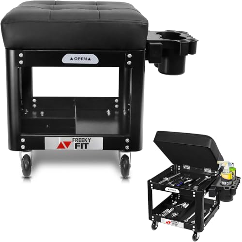 FreekyFit Rolling Creeper Stool (Black)